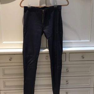 Alice + Olivia navy leather pants